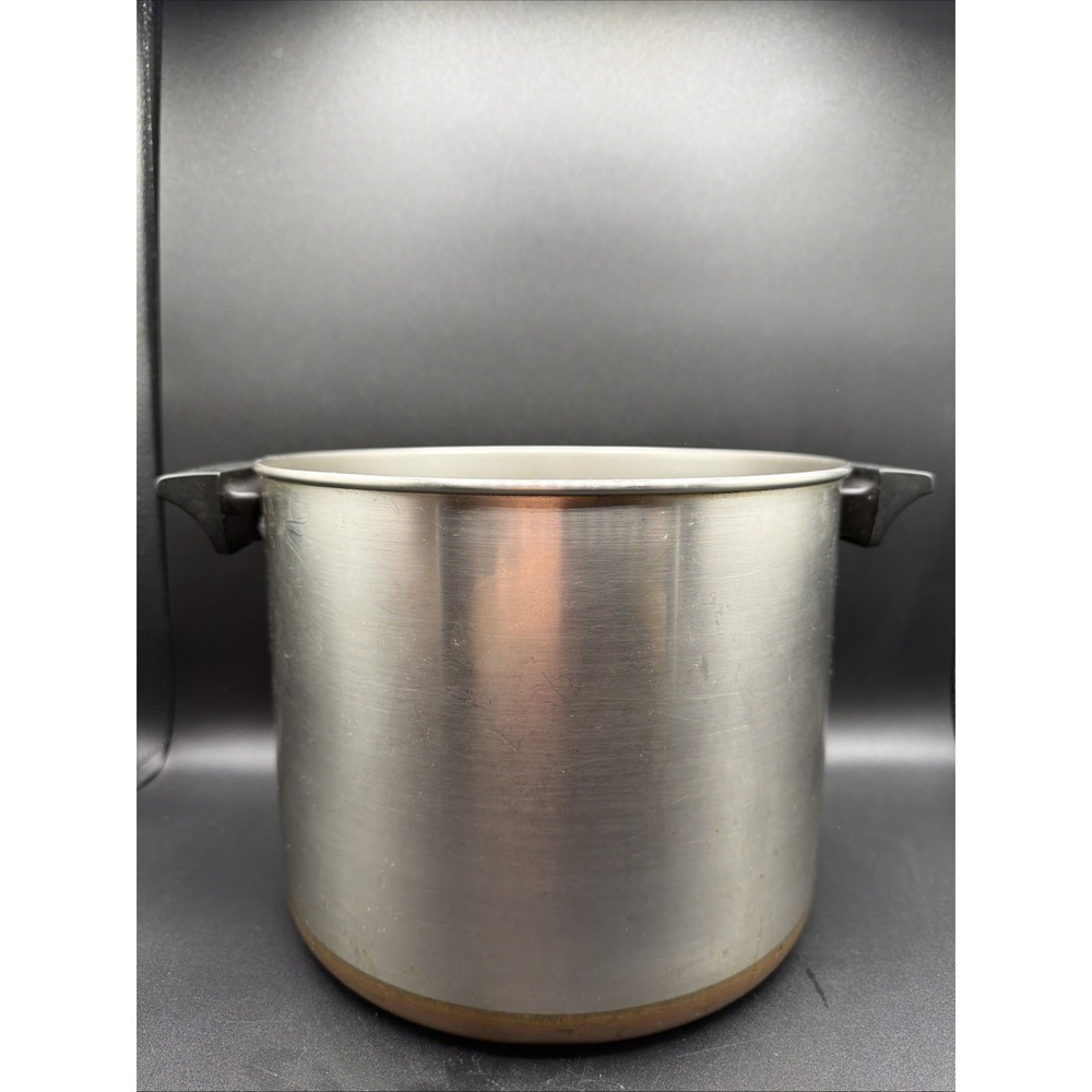 Vtg Revere Ware 1801 Copper Bottom 8 Qt Stock Pot Clinton Illinois No Lid